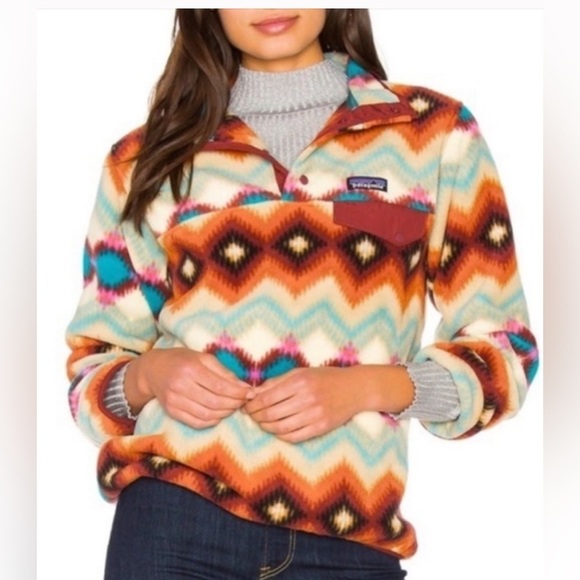 Patagonia Synchilla Snap-T Timber Twist Aztec Lightweight Outdoor Fleece Women S - Picture 2 of 13